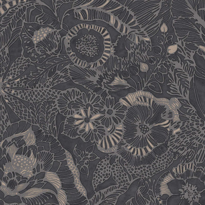 product image for Floral Opulent Wallpaper in Black/Grey 14