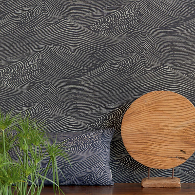 product image for Wave Modern Wallpaper in Black 13