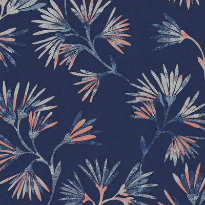 product image for Floral Asian-Inspired Wallpaper in Navy/Copper 18