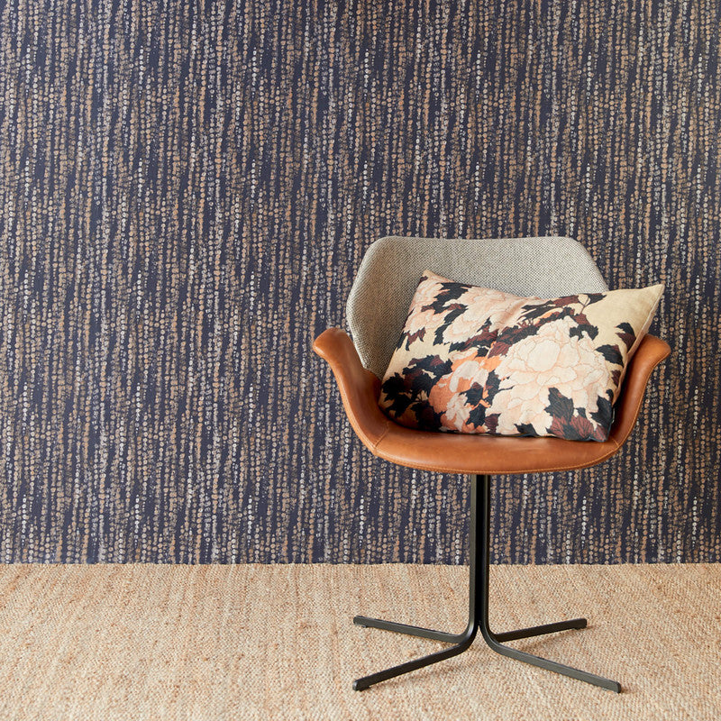 media image for Beaded Rain Wallpaper in Navy/Copper 271