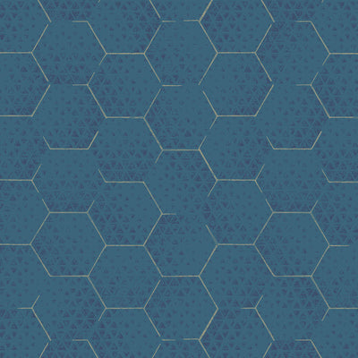 product image of Honeycomb Wallpaper in Navy/Gold 516