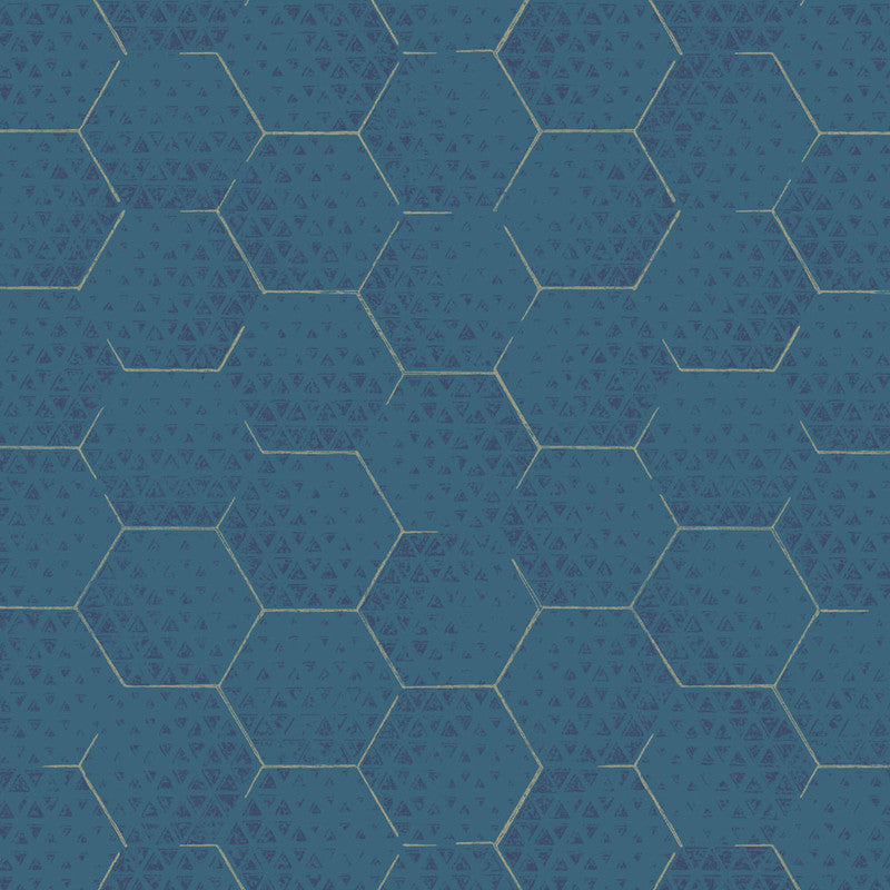 media image for Honeycomb Wallpaper in Navy/Gold 241