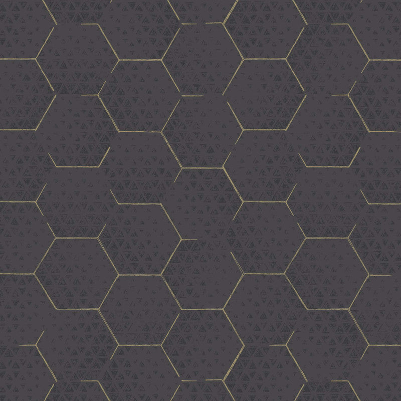 media image for Honeycomb Wallpaper in Black/Gold 226