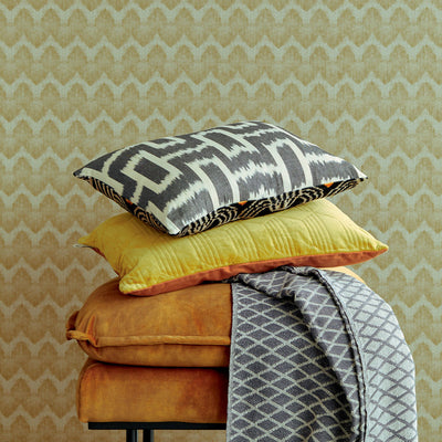 product image for Flamestitch Retro-Chic Wallpaper in Cream/Green/Gold 53