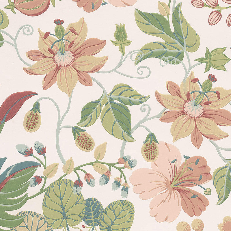 media image for Floral Large-Scale Wallpaper in Coral/Pink/Teal 20