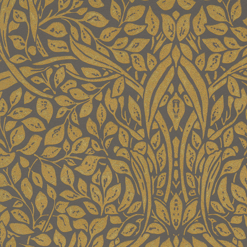 media image for Swirling Leaves Wallpaper in Gold/Copper/Brown 213