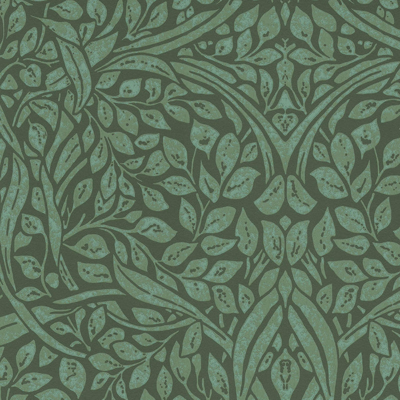 media image for Swirling Leaves Wallpaper in Emerald/Olive 212