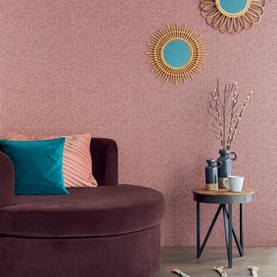 product image for Ditsy Embossed Abstract Floral Wallpaper in Raspberry Red 18