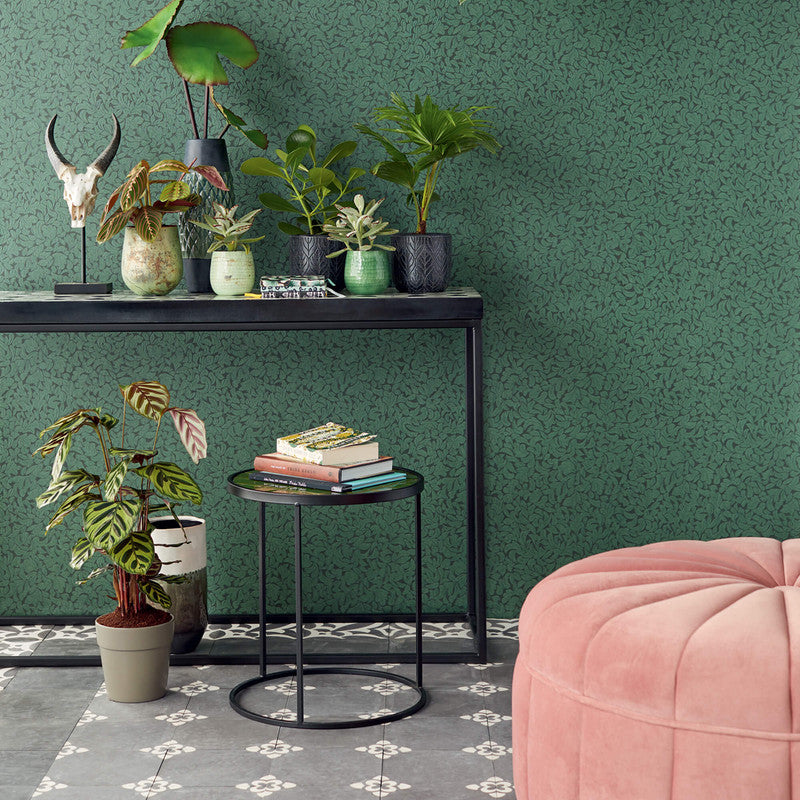 media image for Leaf Embossed Wallpaper in Forest Green 29