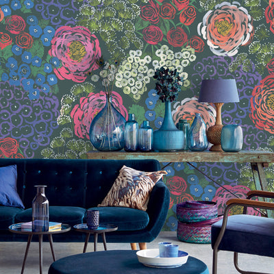 product image for Brushstrokes Floral Wall Mural in Multi 8