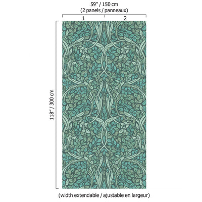 product image for Swirling Leaves Wall Mural in Green/Teal 99