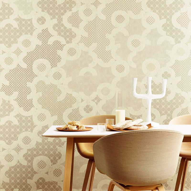 media image for Abstract Geo Wall Mural in Beige/Taupe 256