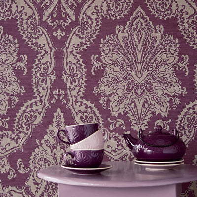 product image for Damask Exquisite Wallpaper in Eggplant 53