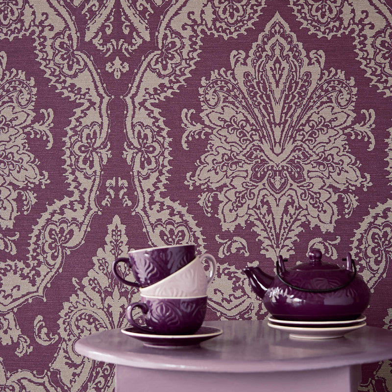 media image for Damask Exquisite Wallpaper in Eggplant 29