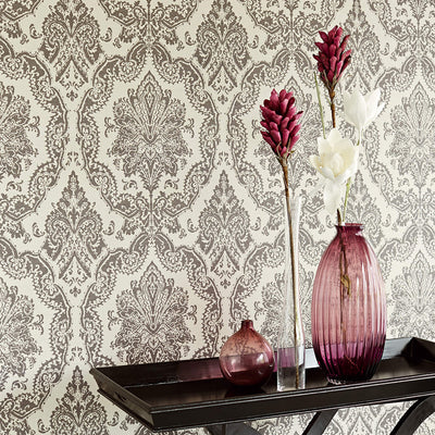 product image for Damask Exquisite Wallpaper in Soft Grey 55