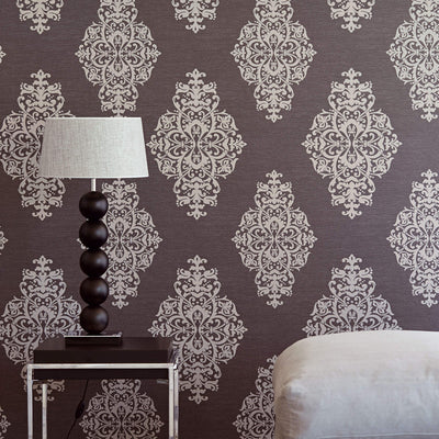 product image for Damask Large-Scale Wallpaper in Chocolate 29