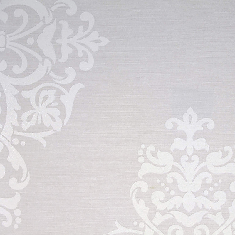 media image for Damask Large-Scale Wallpaper in Grey/Ivory 268