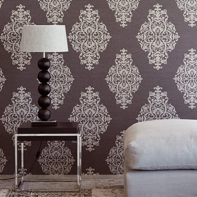 product image for Damask Large-Scale Wallpaper in Black/Grey 24