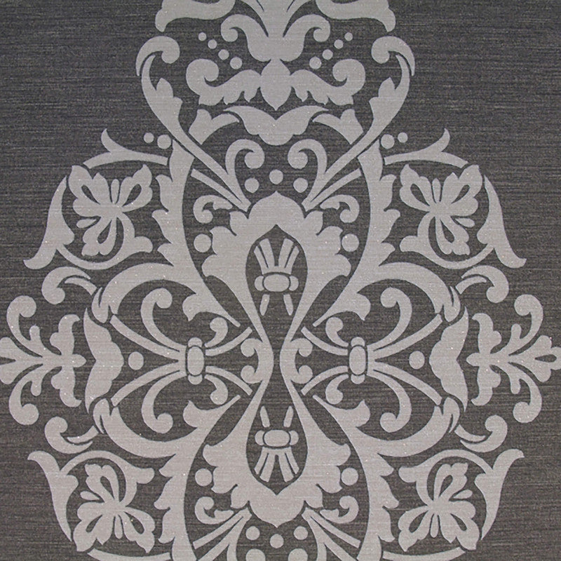 media image for Damask Large-Scale Wallpaper in Black/Grey 280