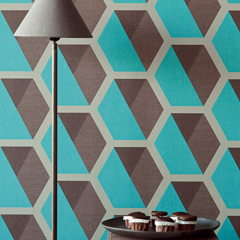 media image for Geo Hexagon Wallpaper in Taupe/Chocolate 296