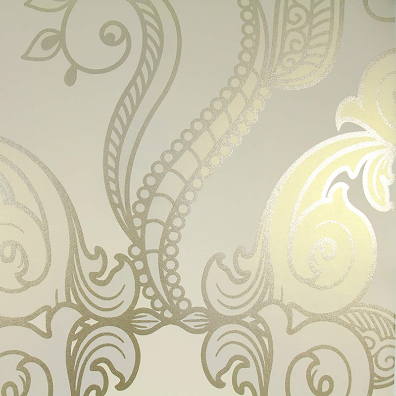 media image for Floral Medallion Wallpaper in Pastel Yellow/Cream 242