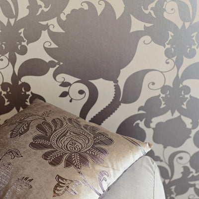 product image for Floral Medallion Wallpaper in Grey/Silver 32