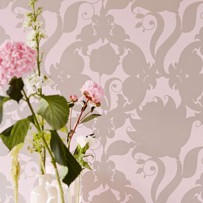 product image for Floral Medallion Wallpaper in Pink/Silver 90