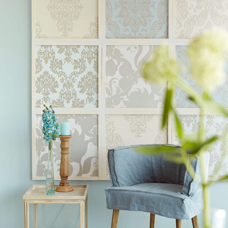 media image for Floral Medallion Wallpaper in Ivory/Silver 29