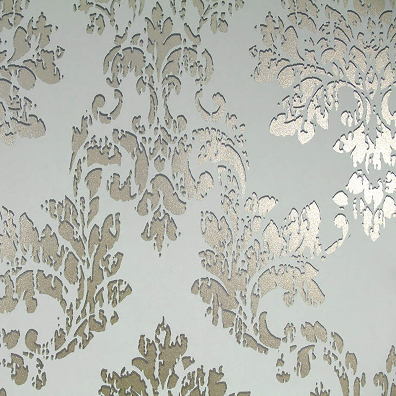 media image for Floral Medallion Wallpaper in Ivory/Silver 21