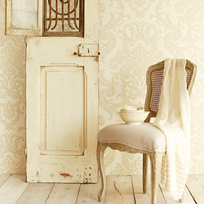 product image for Damask Large-Scale Wallpaper in Pastel Yellow/Gold 8