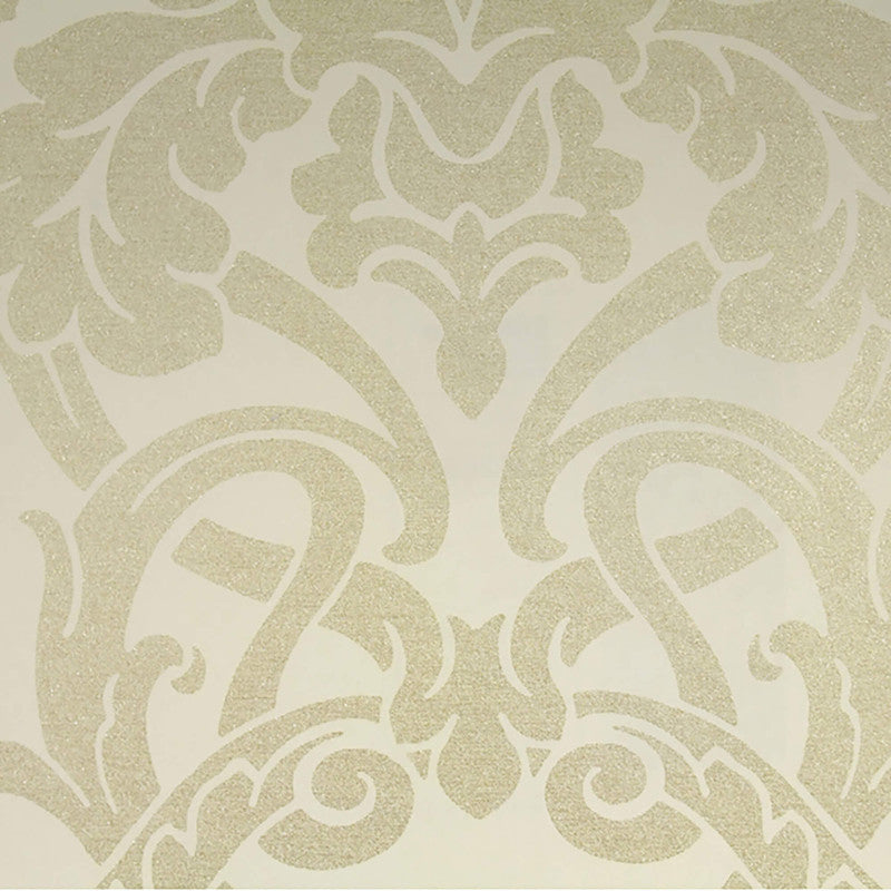 media image for Damask Large-Scale Wallpaper in Pastel Yellow/Gold 249