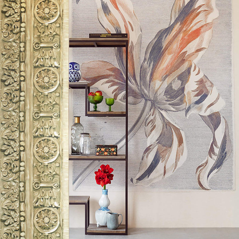 media image for Iris Flower Wall Mural in Brown/Black 258