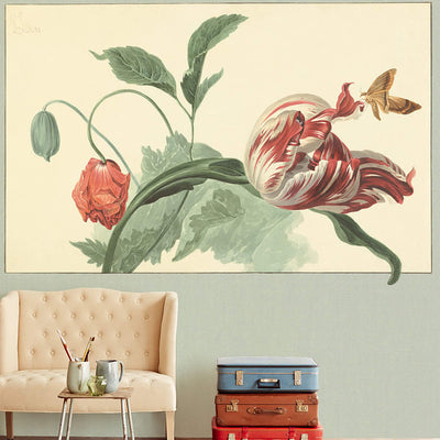 product image for Flower & Butterfly Whimsical Wall Mural in Green/Sage 10