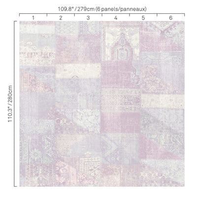 product image of Abstract Aztec Patchwork Wall Mural in Mauve/Teal 595