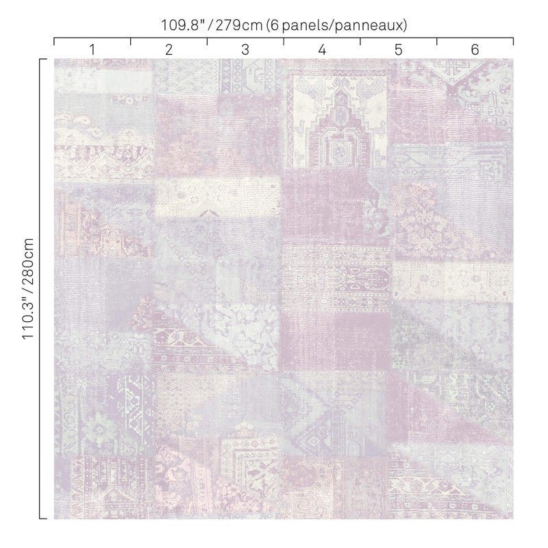media image for Abstract Aztec Patchwork Wall Mural in Mauve/Teal 21