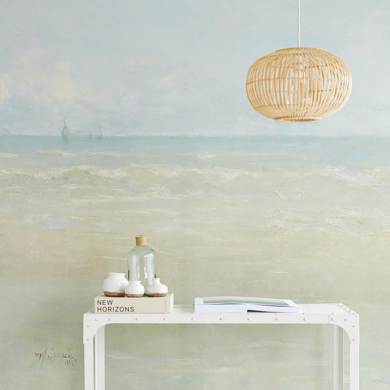 media image for Watercolor Ocean Scene Wall Mural in Green 257