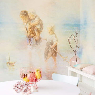 product image for Watercolor Oceanside Wall Mural in Pastel Multi 2