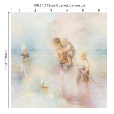 product image for Watercolor Oceanside Wall Mural in Pastel Multi 66