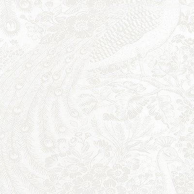 product image of Floral & Peacock Whimsical Wallpaper in Silver/Grey 593