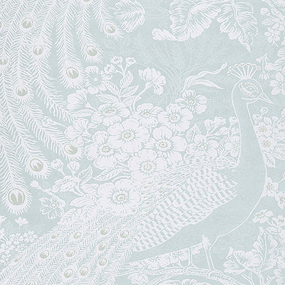 product image of Floral & Peacock Whimsical Wallpaper in Gold/White 581