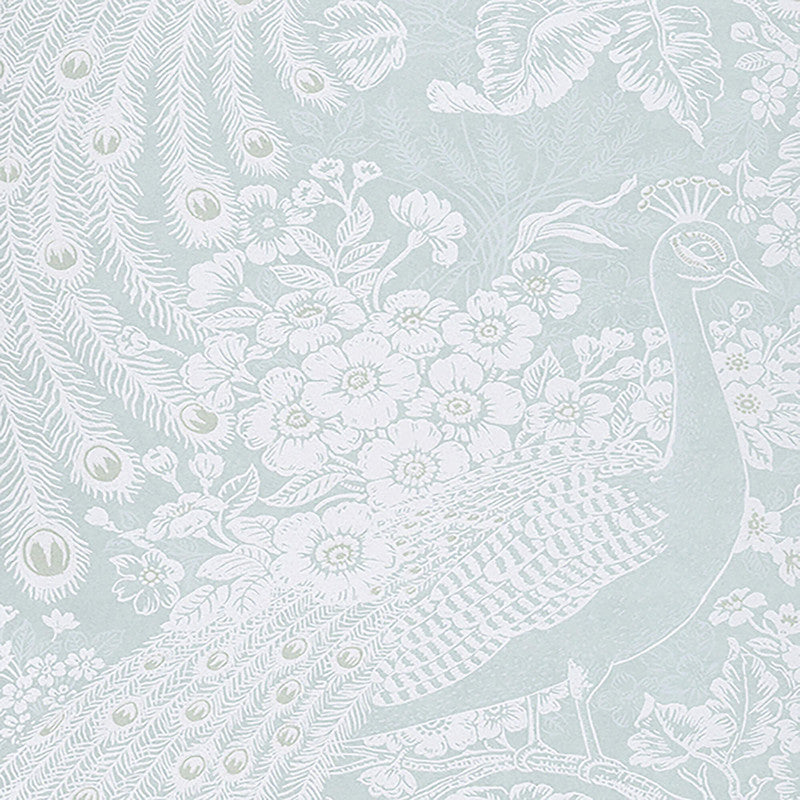 media image for Floral & Peacock Whimsical Wallpaper in Gold/White 265