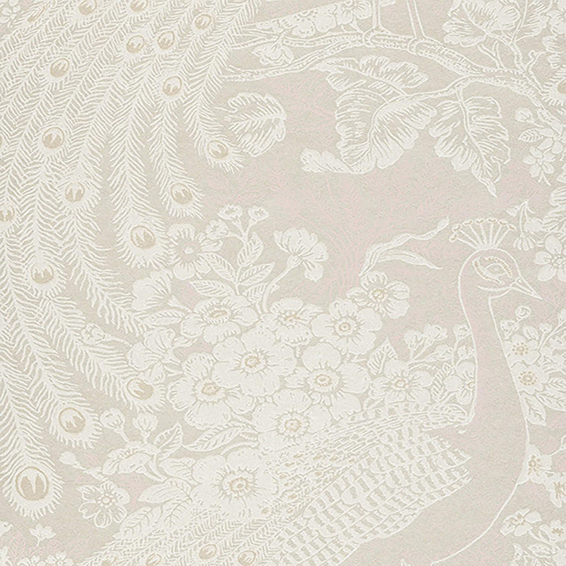 media image for Floral & Peacock Whimsical Wallpaper in Pink/Metallic Blue 29