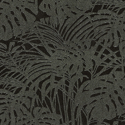 product image of Sample Abstract Palm Leaf Textured Wallpaper in Grey/Black 553