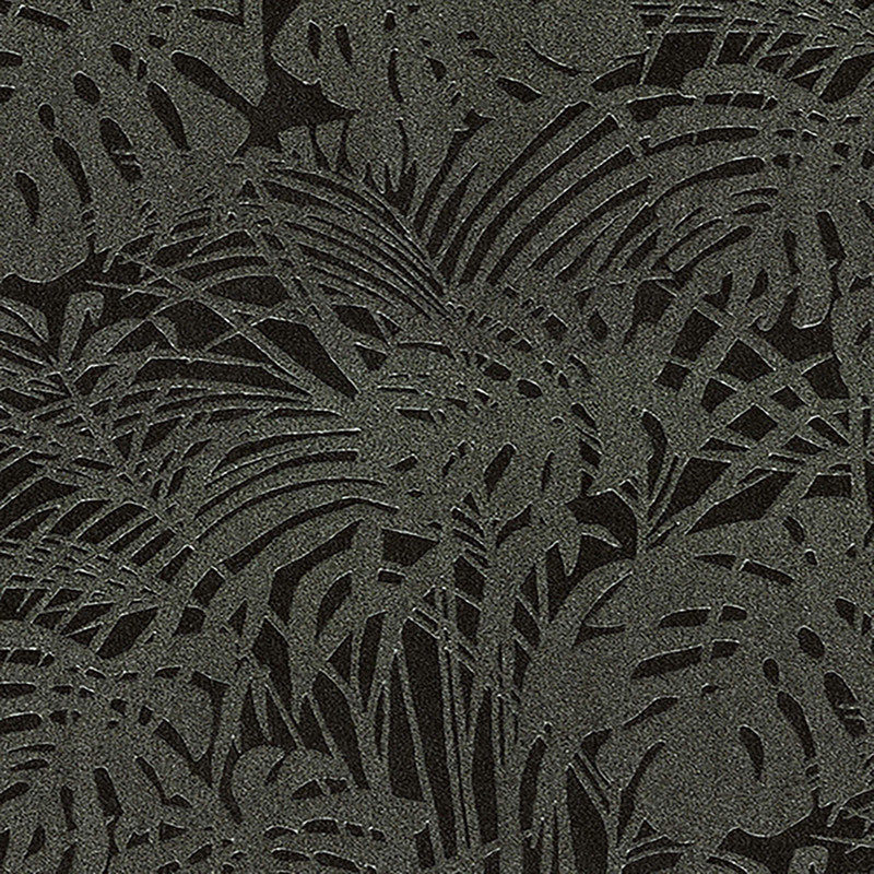 media image for Sample Abstract Palm Leaf Textured Wallpaper in Grey/Black 244