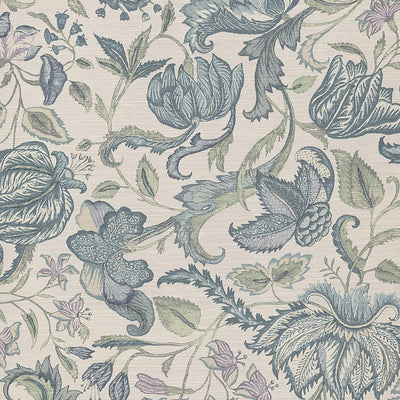 product image of Jacobean Floral Wallpaper in Cream/Blue 557