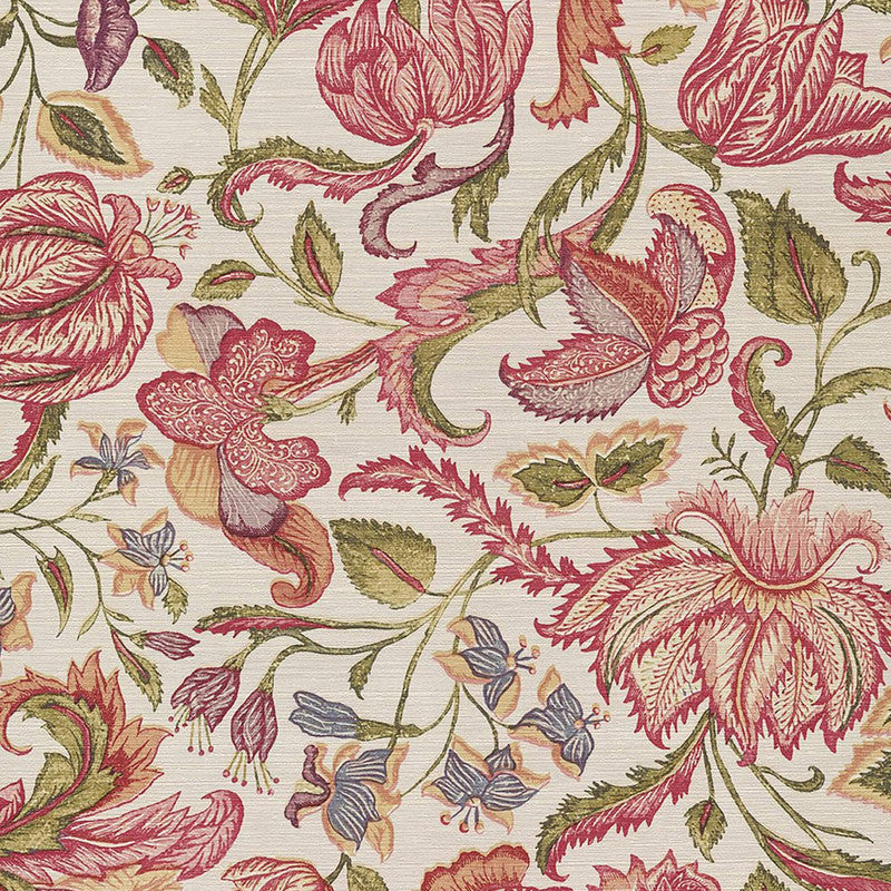 media image for Sample Jacobean Floral Wallpaper in Cream/Pink 296