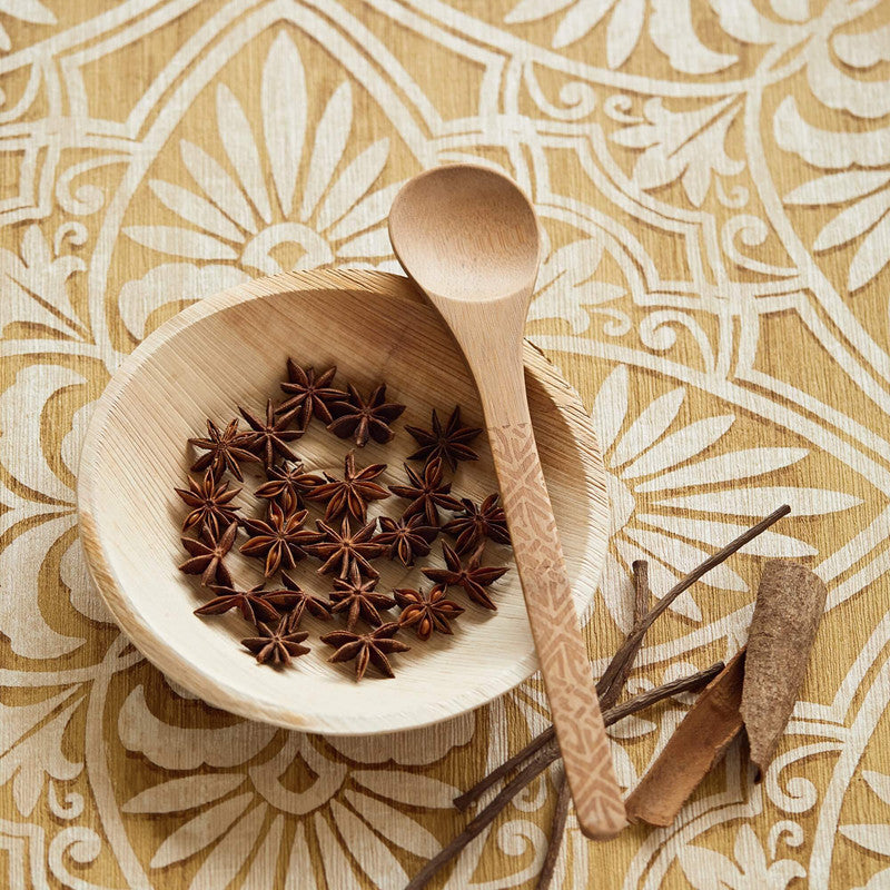 media image for Floral Wood Carving Wallpaper in Gold/Cream 259