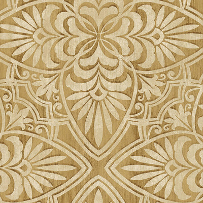 product image of Floral Wood Carving Wallpaper in Gold/Cream 542