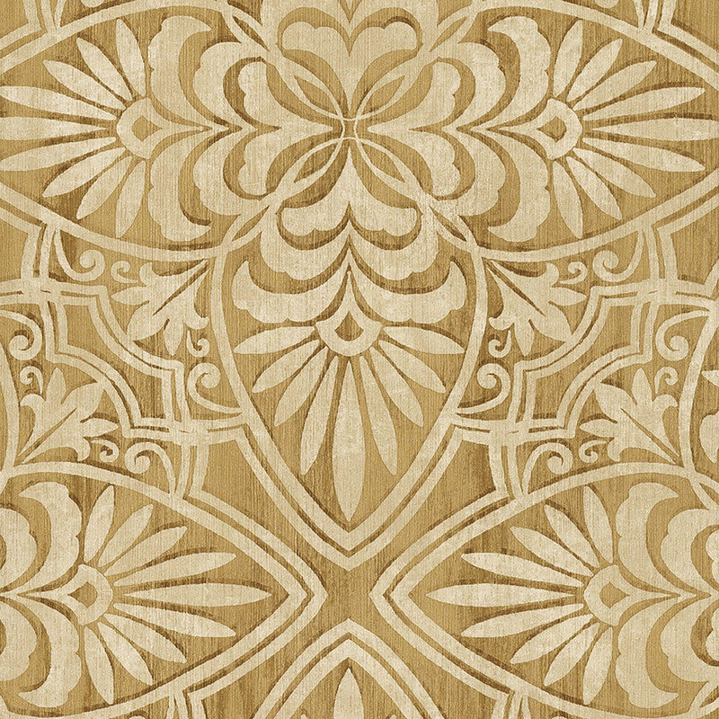 media image for Floral Wood Carving Wallpaper in Gold/Cream 225