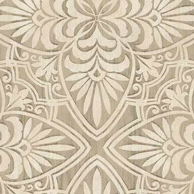 product image of Floral Wood Carving Wallpaper in Brown/Cream 597